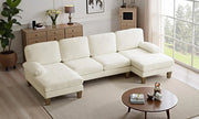 View 110" Sectional Couches for Living Room,U Shaped Couch with Double Chaise, 4-Seat Sofa Set with Chenille Fabric for Home Furniture,Beige image 1