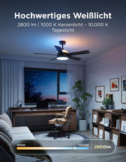 View Govee Deckenventilator mit Beleuchtung RGBIC, Ø132cm Smart Leise Deckenventilator mit Licht und Fernbedienung, 2800 lm, Reversibler DC Motor, image 6