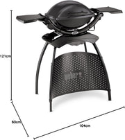 View Weber Q1400 Elektrogrill mit Stand, 43 x 32cm Grillfäche, portabler BBQ Grill, 2-geteilter porzellanemaillierter Guss-Grillrost, Aluminiumguss Deckel image 3