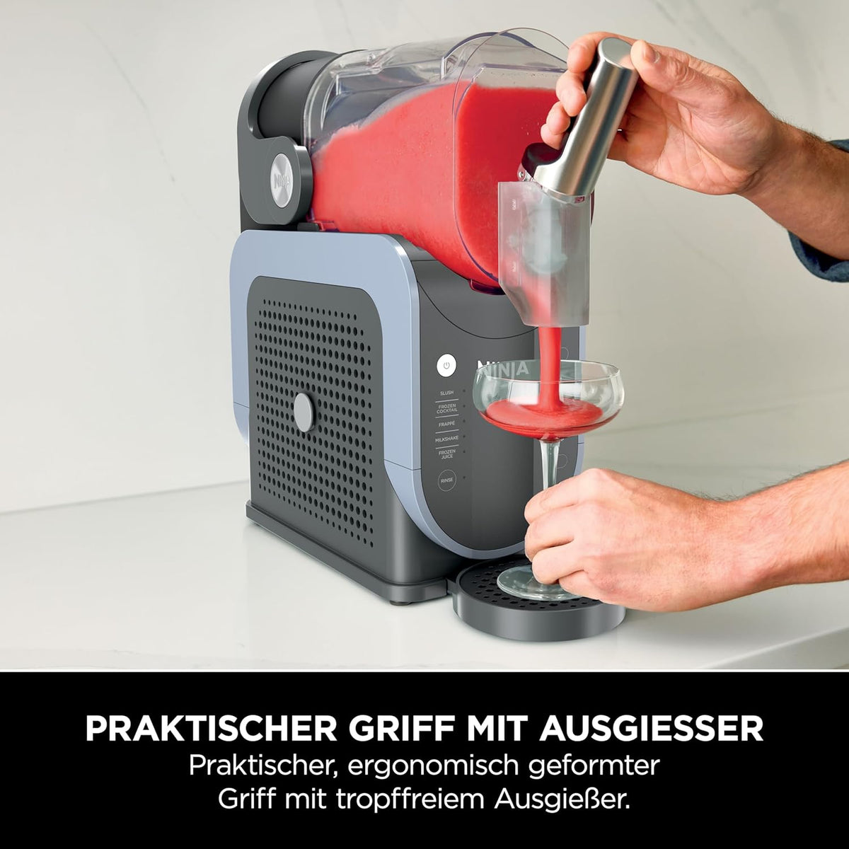 Ninja SLUSHi Maschine für Slush, Eis-Cocktails, Frappé, Milchshakes & gefrorenen Saft, ohne Eis oder Vorbereitungsaufwand, WhisperChill-Technology,