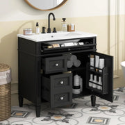 View 36" Bathroom Vanity with Single Sink Combo, Modern Undermount Bathroom Sink Cabinet with 2 Drawers and a Tip-Out Drawer, Freestanding Bathroom Vanities, Soft Closing, Solid Wood Frame image 5