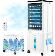 View Klimagerät ohne Abluftschlauch, 14L 60W Klimaanlage Mobil mit 12H Timer, 3 Modus, 40dB, 120°Oszillation, Abnehmbare Wassertank, Fernbedienung, Leise image 1
