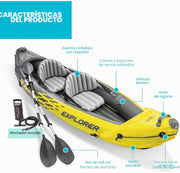 View Intex Explorer K2 Kayak, 2-Person Inflatable Kayak Set with Aluminum Oars and High Output Air Pump image 5