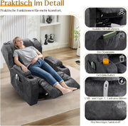 View Elektrischer Fernsehsessel Relaxsessel mit Liegefunktion,240°Drehsessel Kinosessel Massagesessel mit Wärmefunktion,TV Sessel Liegesessel fürs image 6