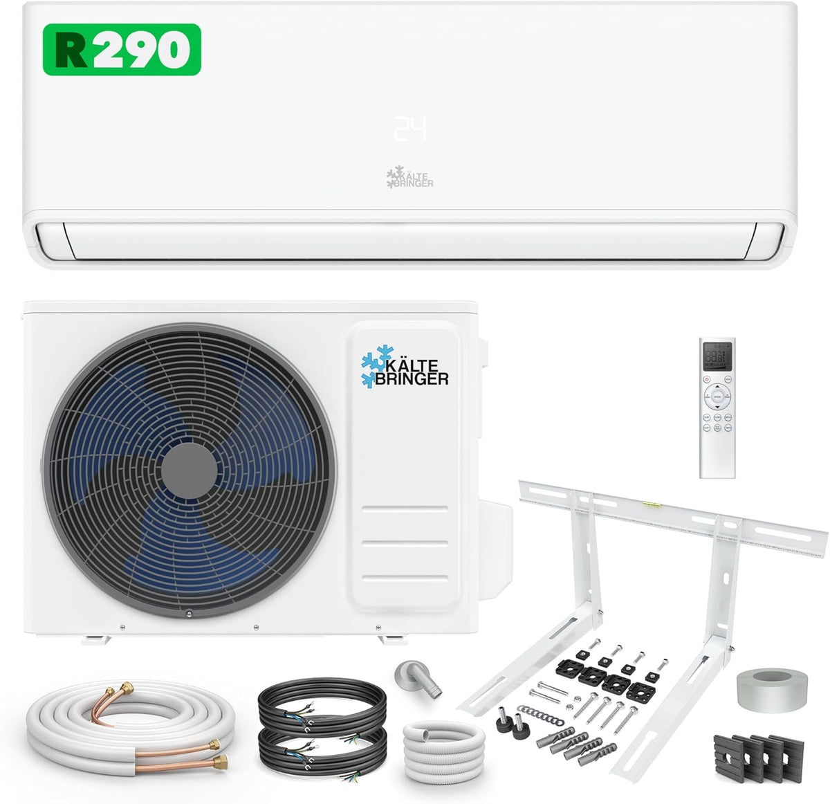 Kältebringer A+++ R290 Split Klimaanlage 12000 BTU (3,7 kW) - mit Heizfunktion, WiFi & App, bis 60m², sehr leise, 5m Kupferleitung, Kältemittel R290,