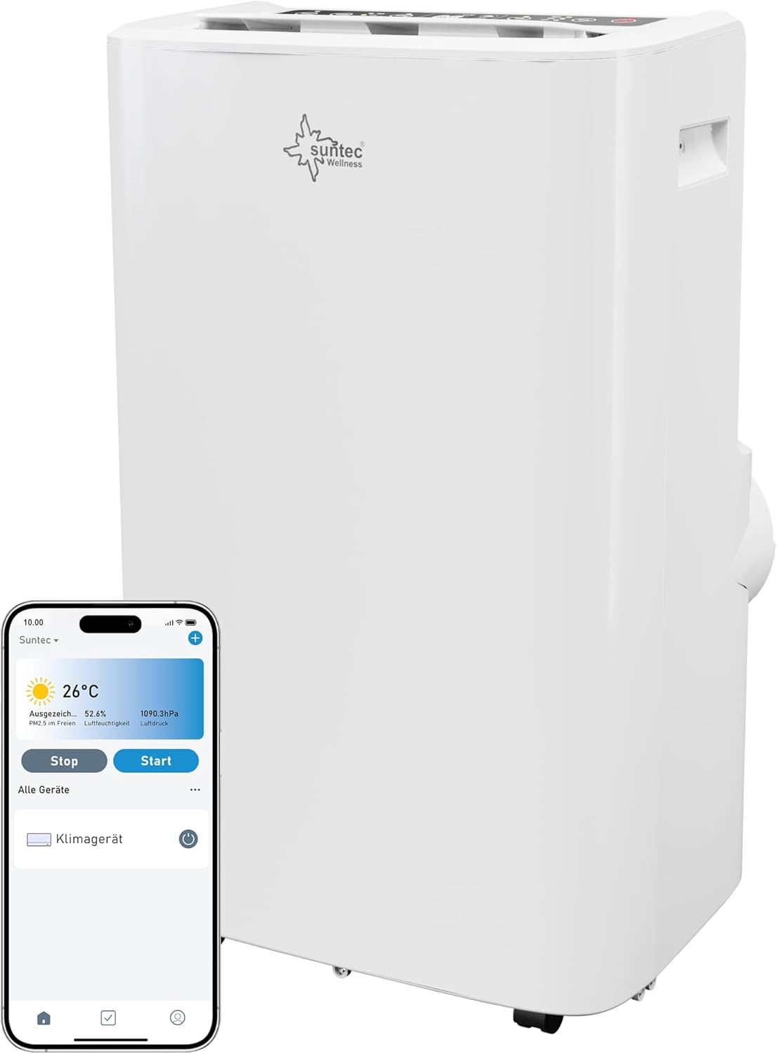 SUNTEC Mobiles Klimagerät Impuls 2.6 Eco R290 – Klimaanlage mobil und leise mit Abluftschlauch – Kühler & Entfeuchter für Räume bis 34 qm – Mobile