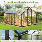 View Gewächshaus Aluminium für den Garten, 362x247x205cm Gewächshaus Aluminium mit Fundament, Verstellbare Dachentlüftung, Vielseitig nutzbar als image 5