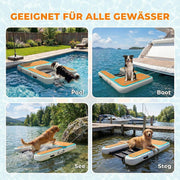 View PawHut Aufblasbare Hunde Wasserrampe Hunderampe Pool 151x102 cm Tragbares Hundeboot mit Rutschfester Eva-Oberfläche Schwimmende Dock Leiter für große image 4
