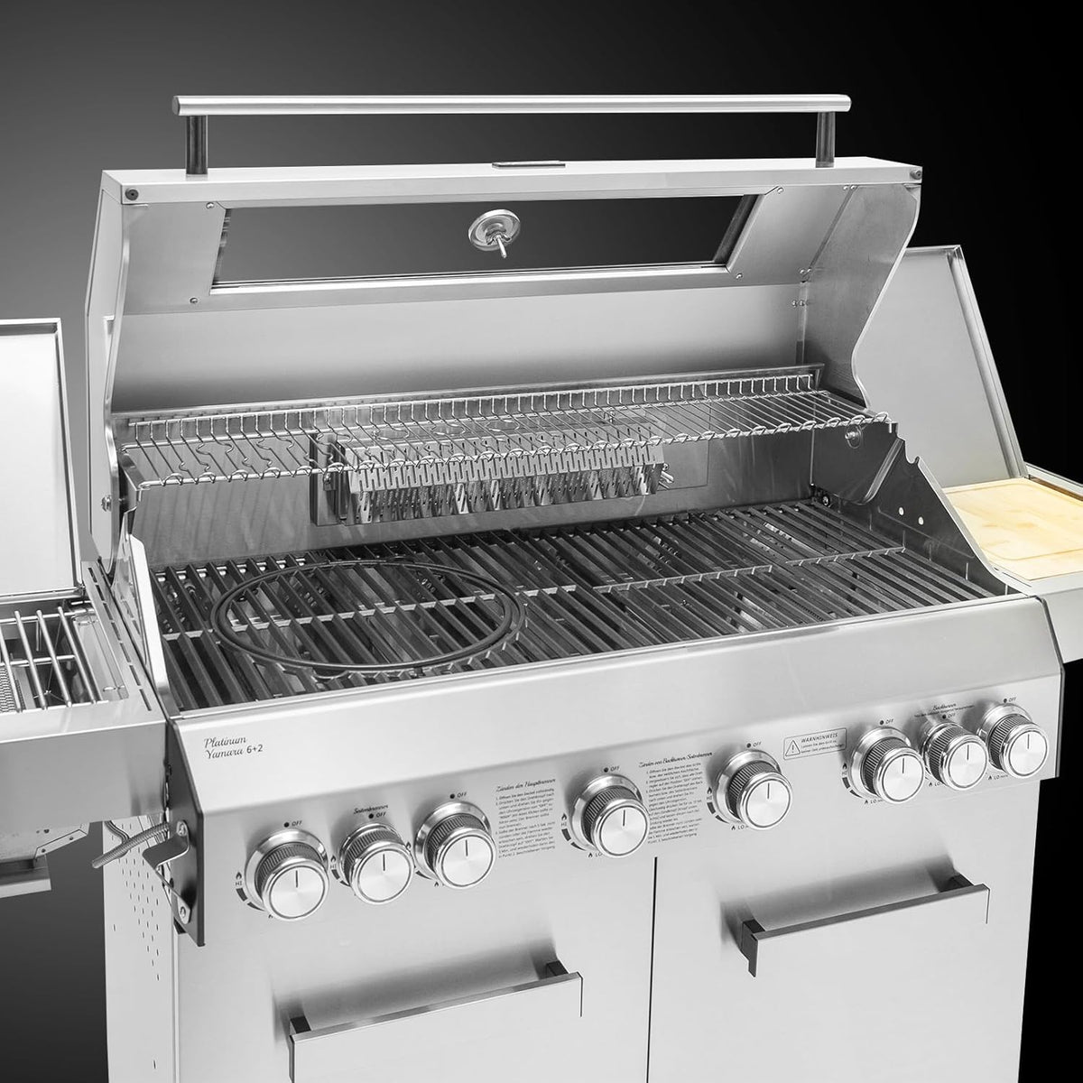 TAINO PLATINUM YAMARA 6+2 Gasgrill Edelstahl 6 Brenner Keramik Sear-Burner Keramik Backburner Piezo-Zündung Grillrost Gusseisen