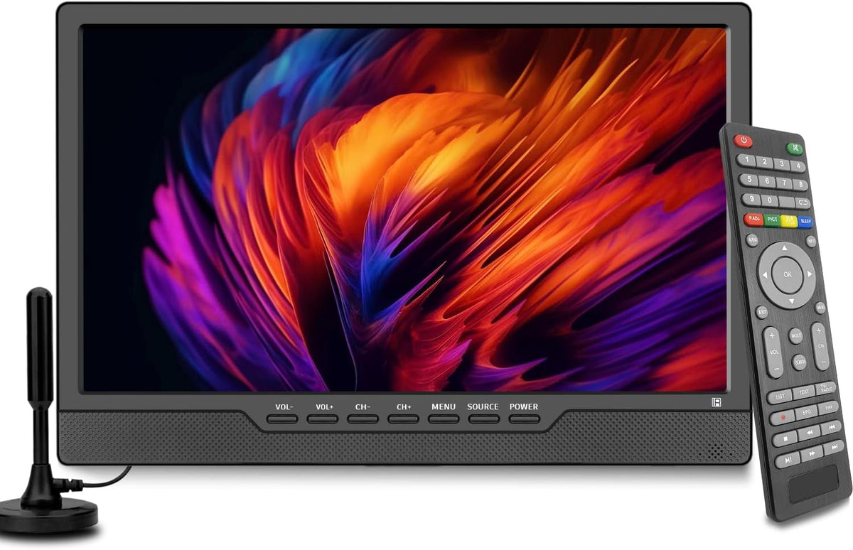 KCR Televisión, TV de 12 V con sintonizador digital DVB-T2, HDMI, USB, control remoto, portátil para dormitorio, cocina, caravana, 14 pulgadas, color