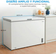View MIDEA Arcon Congelador Pequeño de 418L | Congelador Horizontal Convertible a Frigorífico con Motor Inverter, Control Electrónico de Temperatura, image 2