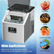 View 48LBS/24H Stainless Steel Countertop Ice Maker Machine with Self-Clean Function LCD Display Ice Scoop Basket image 3