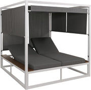 View Mendler Aluminium Lounge-Gartenliege HWC-M63b, XL Sonnenliege Daybed, 10cm-Polster 200cm - weiß Polster grau image 1