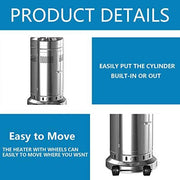 View 2 Set 48,000-BTU Umbrella Patio Propane Heater with Wheels,Stainless Steel Patio Heater,Stainless Steel Floorstanding Liquid Propane Heater Outdoor image 5