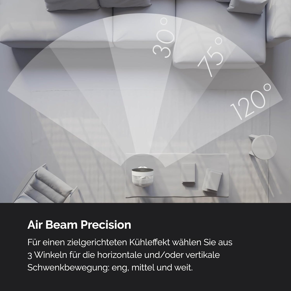 MEACO MeacoFan Sefte Tischventilator - 10 Luftumwälzer mit 12 Geschwindigkeiten - Horizontale und vertikale Oszillation - 3 Oszillationsbereiche -
