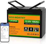 View ECO-WORTHY LiFePO4 12V 100Ah Bluetooth mit 100A BMS Low Temperature Schutz und Max. 15000 Zyklens,1280Wh Lithium Batterie 12V 100Ah Autobatterie für image 1