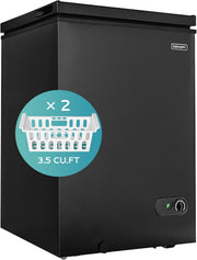 View 3.5 Cu.Ft Chest Freezer with Removable Basket, Small Deep Freezer Adjustable 7 Thermostat, Quiet Mini Freezer Free-Standing Top Door, Energy Saving for Apartment/Garage/Basement/Dorm/Home,Black image 1