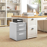 View 3 Drawer Vertical Filing Cabinet with Lock and Wheels, Under Desk Mobile File Cabinet for Legal, A4, Letter Size, Steel Frame for Home Office, Black image 5