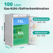 View SMETA Gaskühlschrank Gefrierschrank 12V/230V/Gas, Kühlschrank Mit Gefrierfach 100L, Leiser Kombikühlschrank Für Camping, Zuhause, Wohnwagen, Garage, image 4