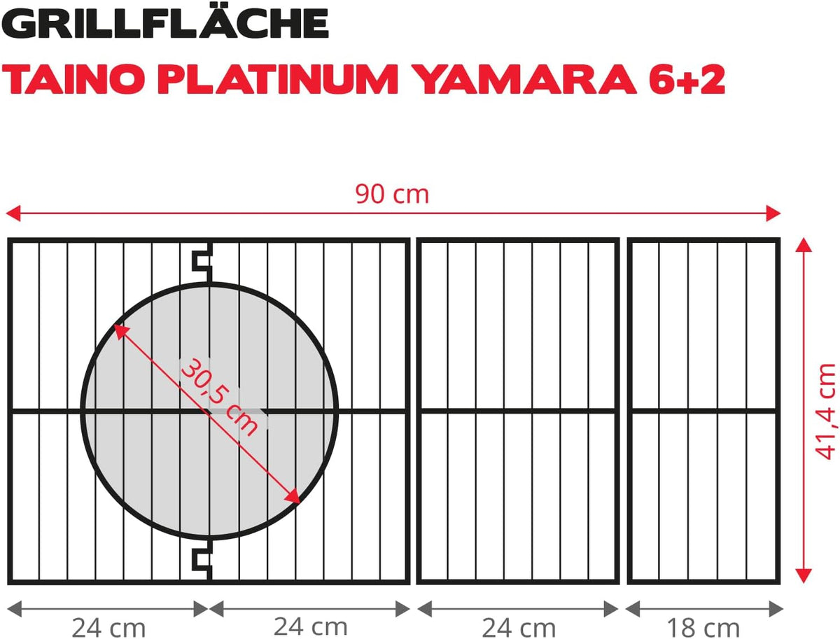 TAINO PLATINUM YAMARA 6+2 Gasgrill Edelstahl 6 Brenner Keramik Sear-Burner Keramik Backburner Piezo-Zündung Grillrost Gusseisen