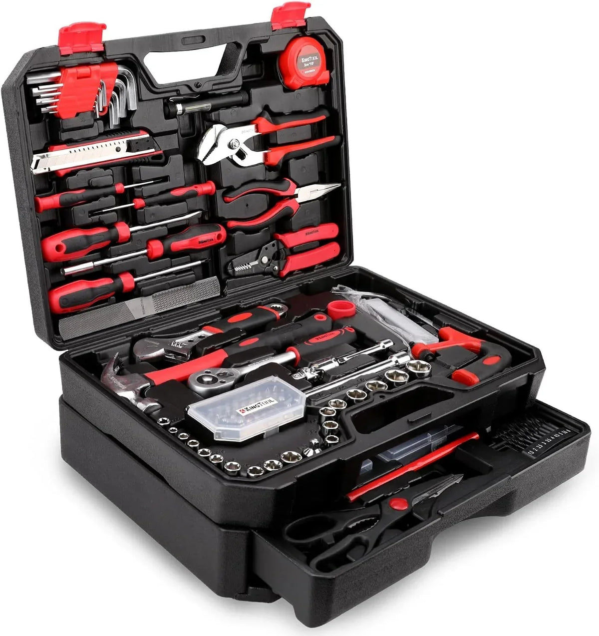 Home Tool Set Kit - 286 PCS Home Auto Repair Tool Kit with Rolling Tool Box, Mechanic Tool Sets with 21V Max Cordless Power drill, Perfect for