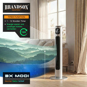 View Brandson - Turmventilator mit Fernbedienung 96 cm - Preisträger 2026 - mobiler Lüfter leise - Standventilator Oszilation - 3 Geschwindigkeiten 3 Modi image 4
