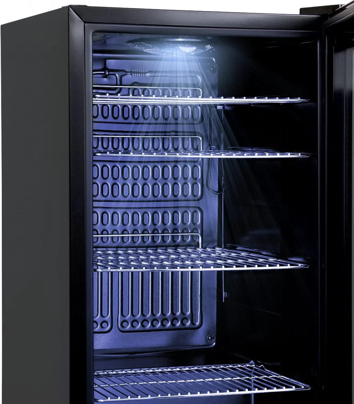 °CUBES Getränkekühlschrank 90L mit Glastür & 4 variablen Ablagen | Kompakter Flaschenkühlschrank, perfekt für zu Hause, Büro, Partys & Gastro |