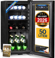 View Sommertal Getränkekühlschrank 50L – Mini Kühlschrank schwarz mit Glastür, Touchscreen & LED | Kleiner Flaschenkühlschrank abschließbar & leise für image 1