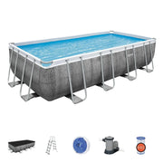 View Piscina Desmontable Tubular Bestway Power Steel Ratán 549x274x122 Cm Con Depuradora Cartucho 5.678 L/h Con Cobertor Y Escalera image 1