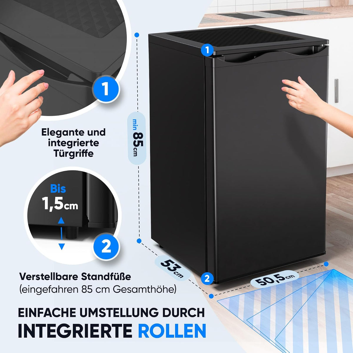 Stillstern Gefrierschrank C (73L) 4-Sterne-Gefrierfach -18°C ger. Energiever. Mini Freezer mit 3 Fächer, stufenlos reg. Temp., kleine Tiefkühltruhe,