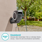 View Gardena Wand-Schlauchbox RollUp M 20 m: Flexible Bewässerung für mittelgroße Gärten, schwenkbare Schlauchtrommel, mit Wandhalterung, Systemteilen und image 5
