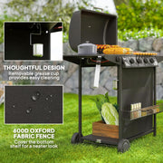 View 4+1 Burner Propane Gas BBQ Grill, Portable Gas Barbecue Grill with Side Burner, Thermometer, Lid, Side Table, Shelf, Spice Rack, Wheels, Grease Cup for Garden, Black image 2