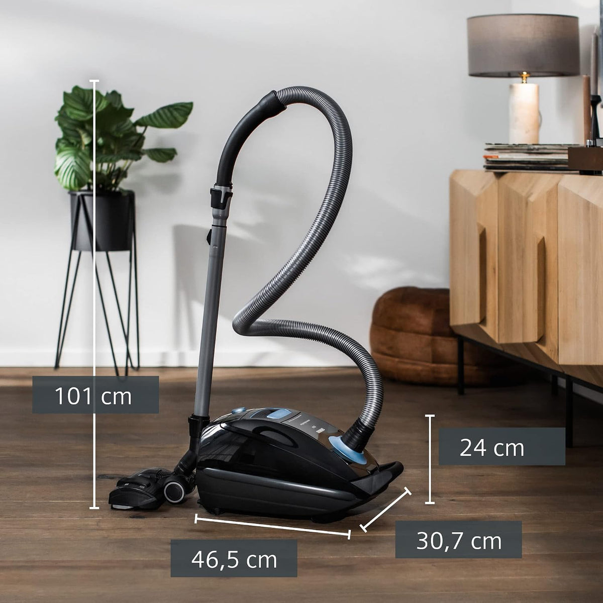 Siemens Staubsauger mit Beutel Q5.0 Extreme silencePower VSQ5X1230, Bodenstaubsauger, 850 W, schwarz & Swirl S 73 MicroPor Plus Staubsaugerbeutel, 4