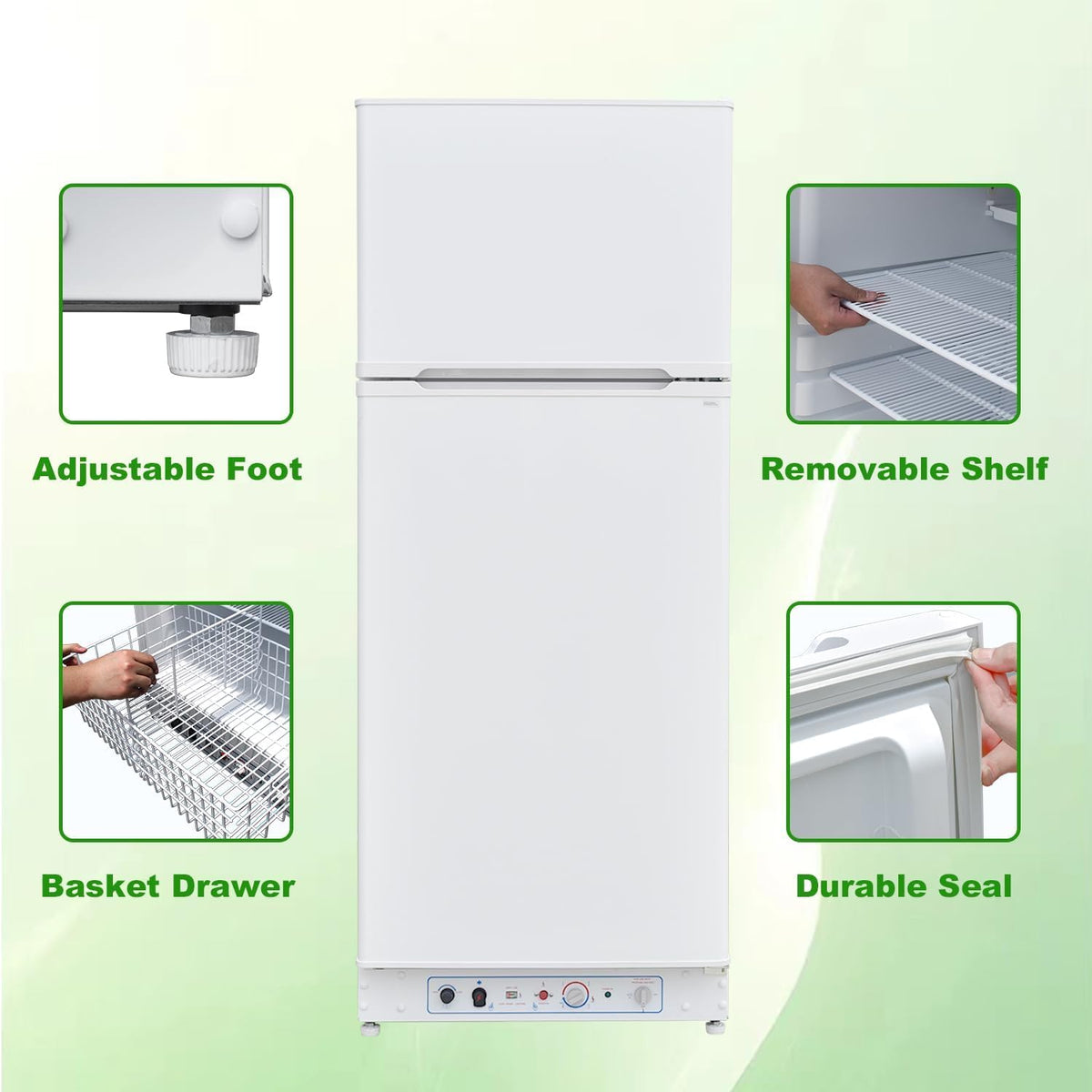 SMETA Nevera Gas con Congelador, 265L (203L+62L), 220V, Refrigerador Congelador Combinado, Refrigerador Camping Gas para Autocaravana, Garaje,