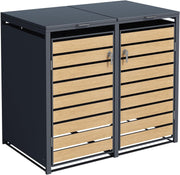 View ESTEXO Mülltonnenbox Mülltonnenverkleidung mit Deckel Aufbewahrungsbox Müllbox Anthrazit mit Holzdekor (2 Türen) image 1