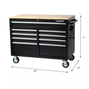 View 2026 Banco de Trabajo Móvil con Caja de Herramientas de 9 Cajones en Negro Brillante - 46 in. de Ancho x 24 in. de Profundidad image 6
