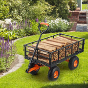 View Garden Dump Cart, Heavy Duty Garden Wagon Yard Dump Wagon with Removable Sides, Convert to Flatbed, Utility Liner, 10in All Terrain Wheels image 2