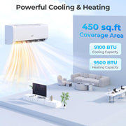 View 12000-watt mini split air conditioner and heater, 20 energy efficiency rating, 115 volts, wall-mounted tubeless air conditioning unit, capable of cooling rooms with an area not exceeding 750 square feet, energy-efficient inverter air conditioner equi image 3