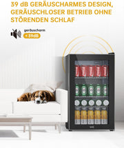 View WIE Mini Kühlschrank Getränkekühlschrank 70 Liter mit Doppelte Glastür mit Verstellbaren Ablagen Indoor Outdoor Klein Bierkühlschrank Leise 105 Dosen image 6