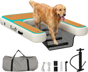 View PawHut Aufblasbare Hunde Wasserrampe Hunderampe Pool 151x102 cm Tragbares Hundeboot mit Rutschfester Eva-Oberfläche Schwimmende Dock Leiter für große image 1