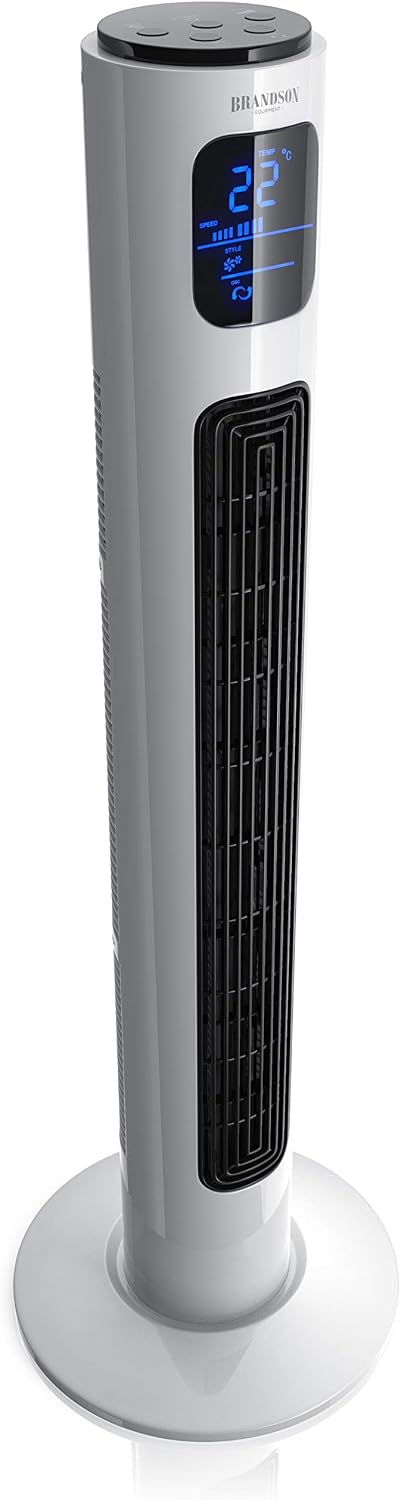 Brandson - Turmventilator mit Fernbedienung 96 cm - Preisträger 2026 - mobiler Lüfter leise - Standventilator mit Oszilation - 3 Geschwindigkeiten 3