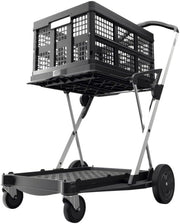 View Vielseitig einsetzbare, funktionale, zusammenklappbare Karren | Mobiler Klappwagen | Einkaufswagen mit Aufbewahrungskiste (schwarz) image 1