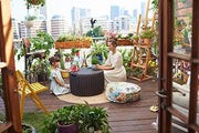 View 37 Gallon Round Deck Box, Patio Table for Outdoor Cushion Storage, Brown image 5