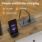 View 2 Person Desk with LED Lights & Charging Station – Long Desk for 2 with Storage Drawers, Monitor Riser, USB Ports & Outlets – Modern Study Table or Workstation for Home Office image 4