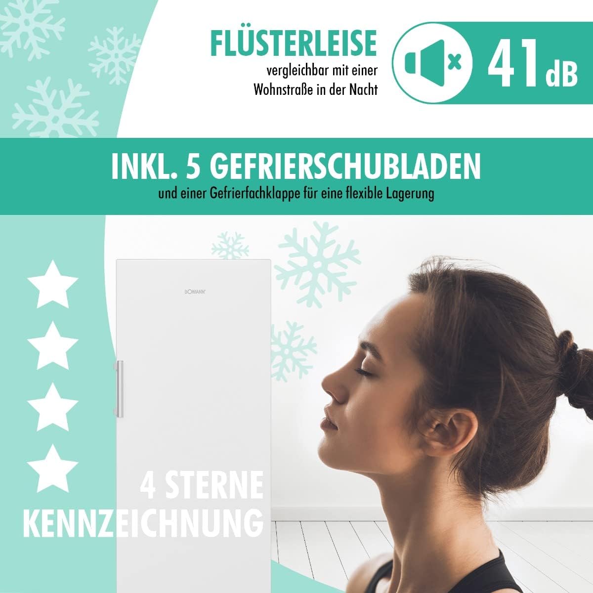 Bomann Gefrierschrank Nofrost freistehender Tiefkühlschrank 194 Liter Nutzinhalt | No Frost - nie wieder abtauen - Schnellgefrierfunktion u.