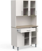 View Miroytengo Kitchen Side Cabinet, Kitchen Cabinet, Buffet Kitchen Cupboard 6 Doors White and Oak Kronberg 101 x 185 cm image 5
