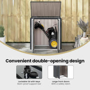 View vidaXL Gartenlagerbox Schwarz 101,5 x 107 x 100 cm Stahl, Stylischer, rechteckiger Tisch für jeden Essbereich, pflegeleicht, Elegantes Design, image 6