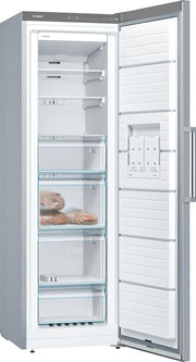 View Bosch - Congelador Vertical NoFrost, Serie 4, alto 186 x ancho 60 cm, 242 L, Cajones BigBox para alimentos grandes, Sistema Multiairflow, Acero, image 2
