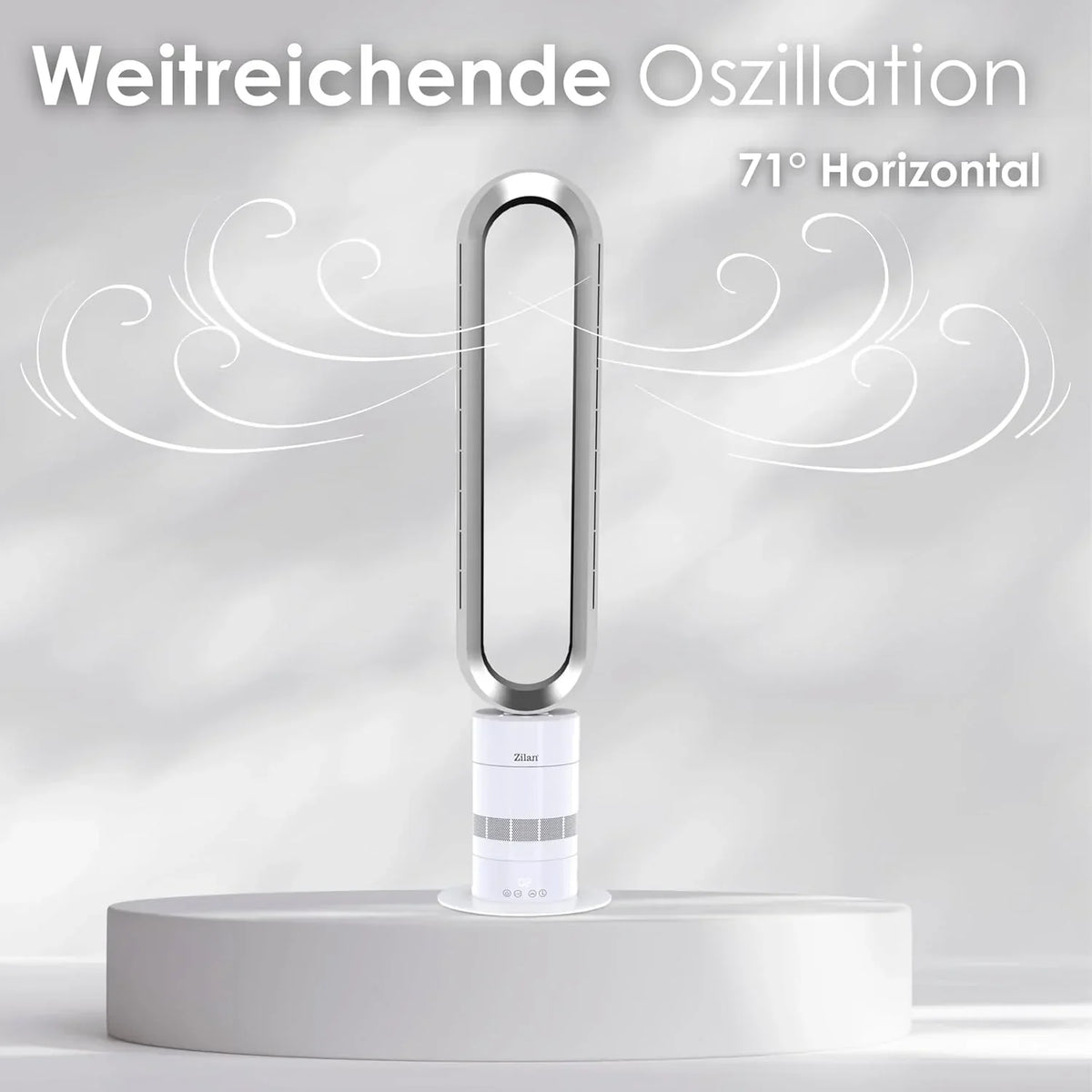Zilan Turmventilator energiesparender BLDC Motor mit Fernbedienung Ventilator energiesparend oszillierend sehr leise Design Standventilator 10 Stufen