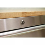 View 72 in. 18-Drawer 24 in. D Mobile Workbench with Solid Wood Top Stainless Steel image 3
